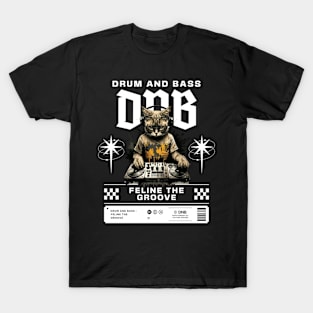 DNB - Cat Dj Feline The Groove (White/cat A) T-Shirt